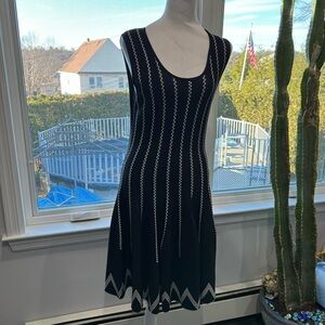 Elegant Black Dress with White Accents